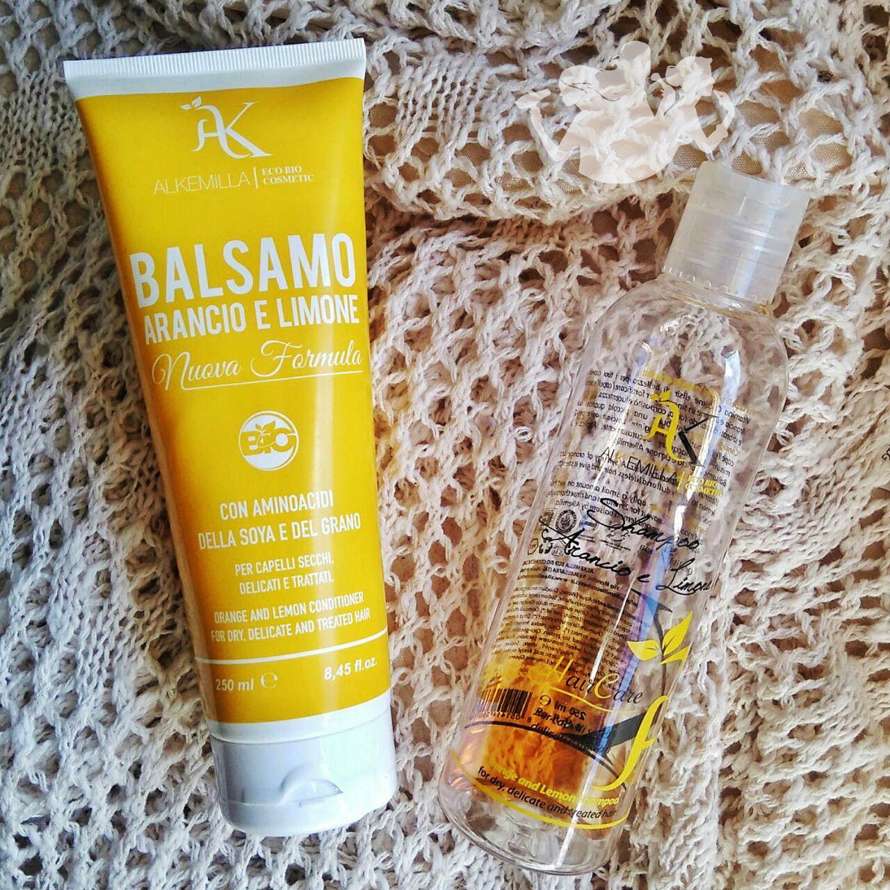 La combo Alkemilla per capelli sfibrati e secchi: shampoo e balsamo arancio e limone