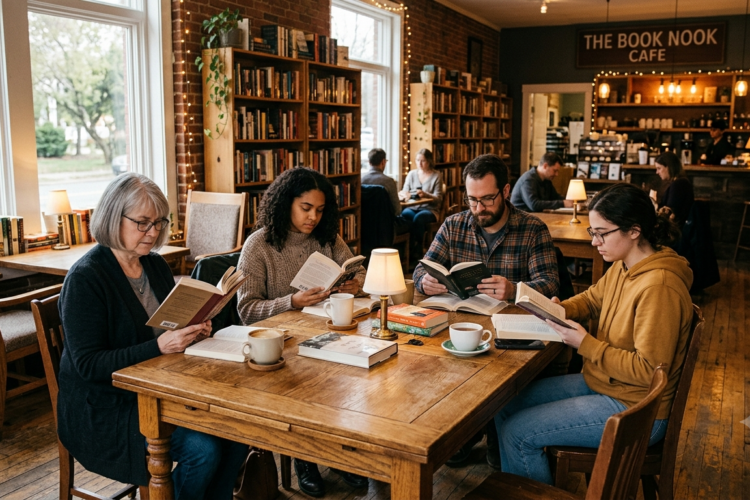 Persone che leggono in un silent book club -